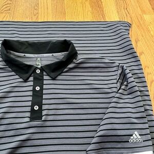 Adidas Men's Gray and Black Polo Shirt